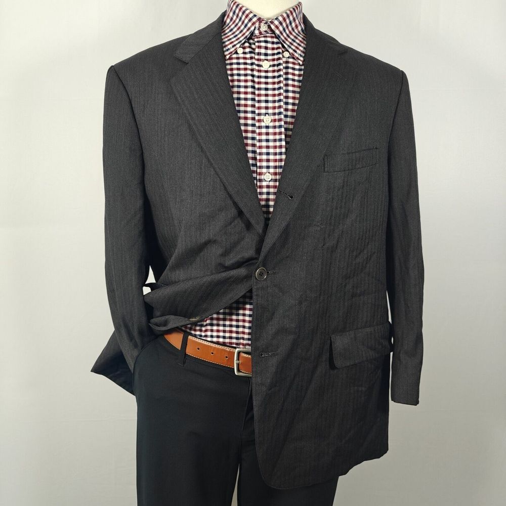Brooks Brothers Golden Fleece Men's Sport Coat Two Button Gray Herringbone 48R